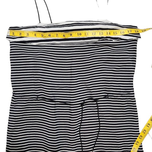Madewell Black/White Silk Striped Drawstring Tie at Waist dress 6 - Picture 3 of 7